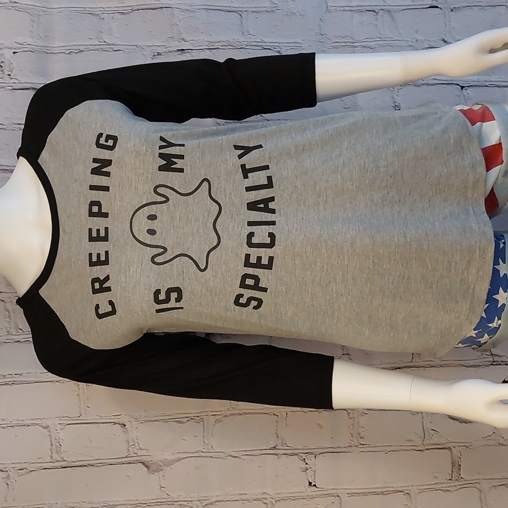 Freeze Creeping Is My Speciality Black Ghost Ringer Tee Shirt M Medium